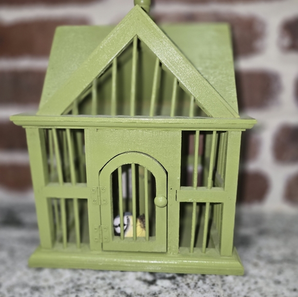 Other - WOODEN BIRD CAGE WITH BIRD.. HANDMADE